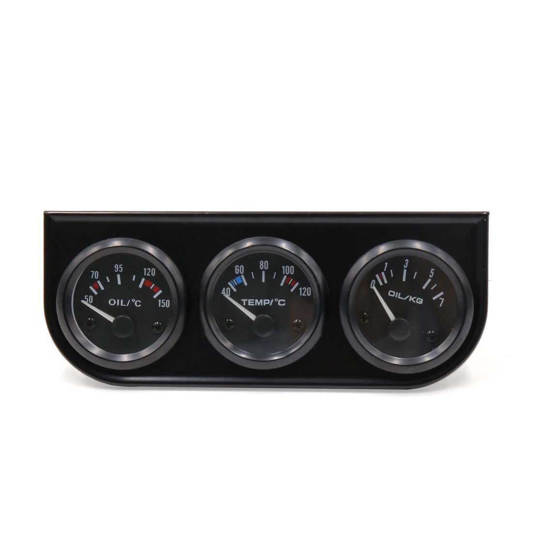sourcing map Kit Triple Jauge 52mm Temp Huile/Eau Pression pour Auto | Comprend Capteur Et Vis. Haute Sensibilité. Installation Simple. Remplacement De Jauge D'Origine.