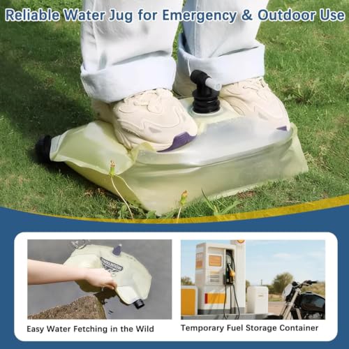 Water Jug Camping 2.1 Gallon Collapsible with Spigot, BPA Free Portable Water Pouch Foldable Water Bags for Outdoor Hiking, Travel and Emergency & Water Storage Containers (Beige-2Pcs) miniatura 6