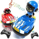 bessome 2 Pack Cute Cartoon Remote Control Bumper Car for Toddlers-Mini RC Cars with Light & Sound & 360°Rotating-Race car Toys for 3 4 5 6Year Old Boys Girls Kids-Christmas Birthday Gifts
