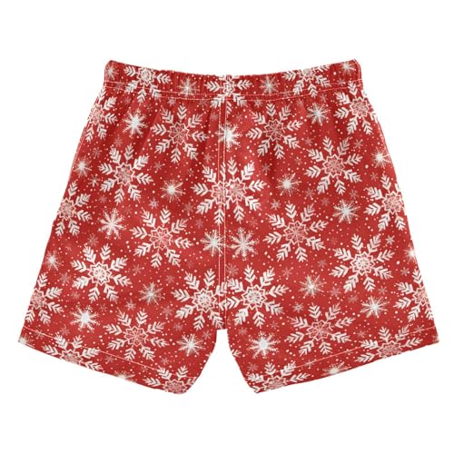 Boys Swim Trunks Quick Dry UPF 50+ Beach Board Shorts Kids Bathing Suits Swimsuit 2T Beige Snowflakes Red2