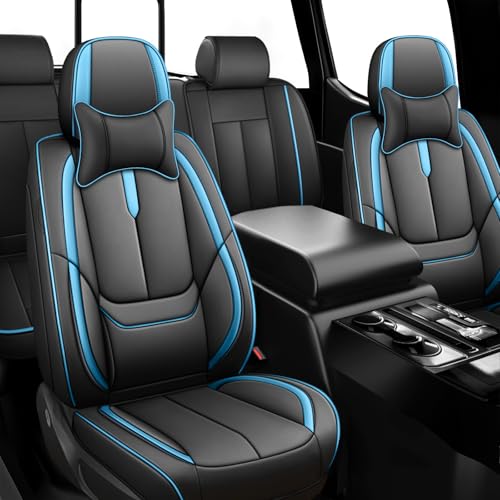 Image of Seat Covers for Chevy Silverado 1500 2007-2026 (Black&Blue,Luxury Full Set)
