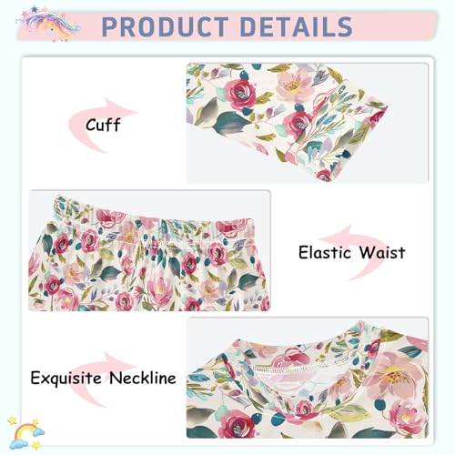 ALAZA Beautiful Bohemian Floral Flower Pajamas Long Sleeve Sleepwear 2-Piece Pajama Set4