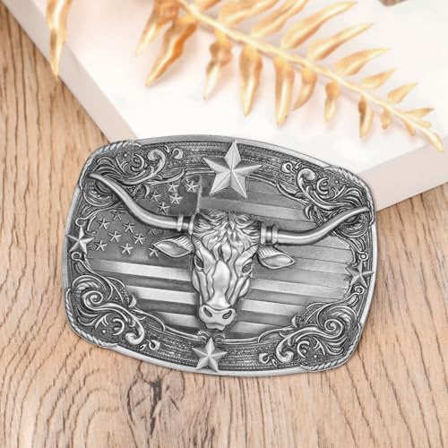 Image of Cowboy Belt Buckle for Men Longhorn Bull Belt Buckles Men Vintage Texas Buckle for Women Cowboy Cowgirl Belt Buckle