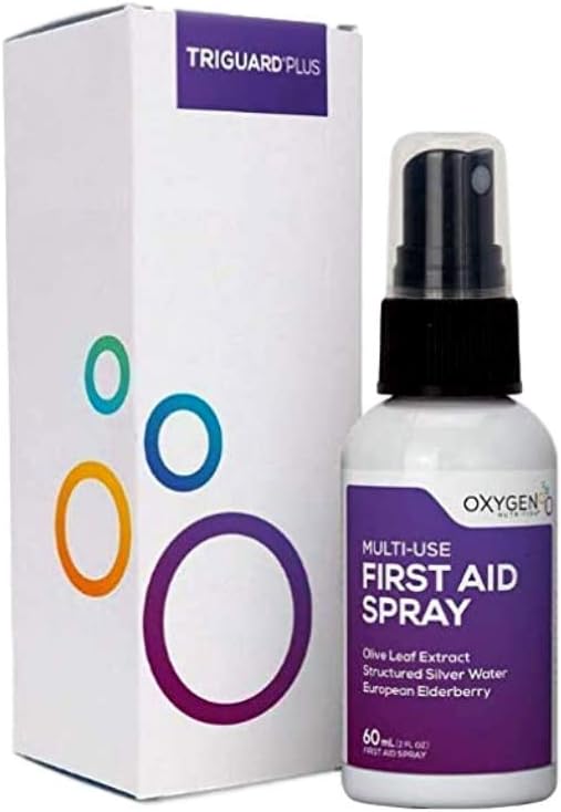 TriGuard Plus Colloidal Silver Skin Spray by Oxygen Nutrition | Elderberry, Olive Leaf Extract and Colloidal Silver Immune Support 2oz / 60ml