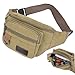 Nukinp Canvas Fanny Pack, Large Capacity Waist Bag with Multi-compartments, Wear Resistant Bum Bag Crossbody for Women & Men Camping Hiking