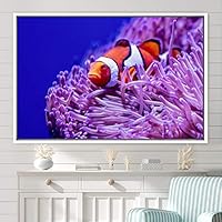 Framed Canvas Wall Art Deep Under Group Jellyfish Marine Life Multicolor Photography Realism Tropical Ultra Whimsical - 16x24 inches