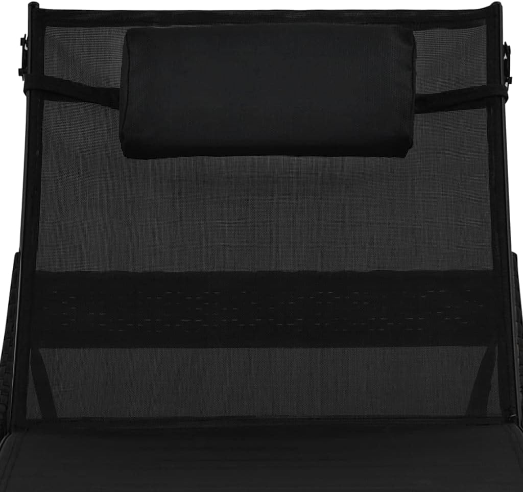 Modern Black Rattan Sun Lounger with Adjustable Backrest and Armrests, Weatherproof PE Wicker Chaise Lounge for Outdoor Relaxation, Poolside Patio Garden Furniture