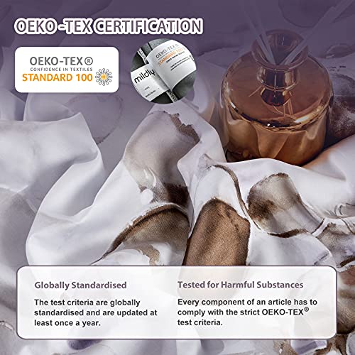 MILDLY Duvet Covers Queen Size - 100% Long-Staple Cotton Soft & Breathable Cobblestone Watercolor Painting Abstract Comforter Cover Set 500TC