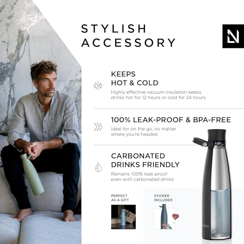 LARS NYSdiameter M Stainless Steel Insulated Water Bottle 750ml, 1L, Carbon Black, 750 ml - Image 2
