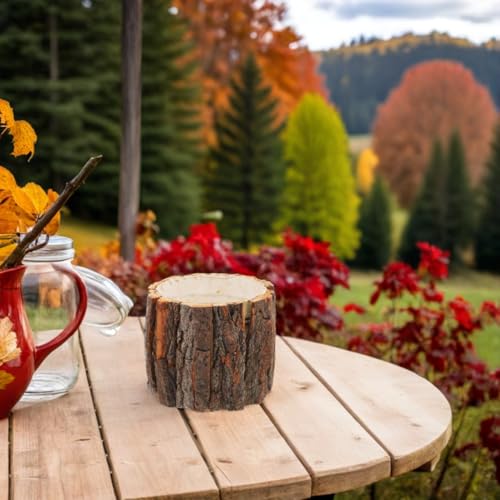 Image of balacoo 4pcs Rustic Bark Flower Buckets Water Resistant Plant Vase Container for Flower Arrangements for Balcony Garden Decor Versatile Wood Planter Pot