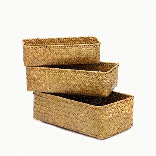 Woven Water Hyacinth Baskets Wicker Storage Basket 3pcs Set