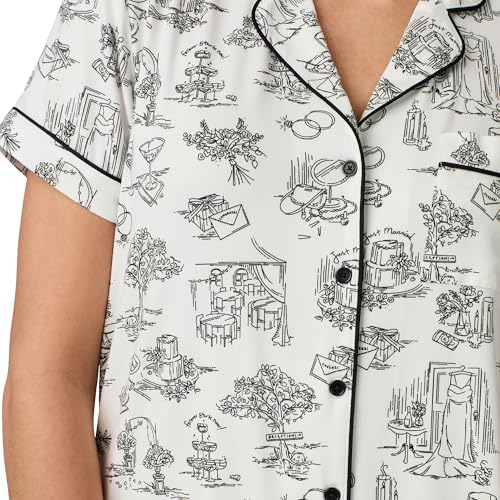 Image of kate spade new york Short Sleeve Brushed Jersey Notch Boxer Pajama Set