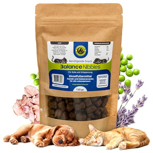 Tierkumpel Food & Snack - 150g Beruhigende Leckerlis für Hund und Katze - Natürliche Beruhigung mit Lavendel und Kamille bei Stress, Angst und Nervosität - Hunde Leckerlie probiotisch zur Entspannung