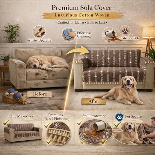Image of STITCHNEST 'Artisoul Series' Sofa Cover 1 Seater with 2 Hand Rest Covers