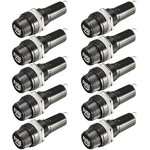 Portafusibles Gebildet 5x20mm AC 10A 250V con Tapa de Tornillo Negro (10 piezas) Cover
