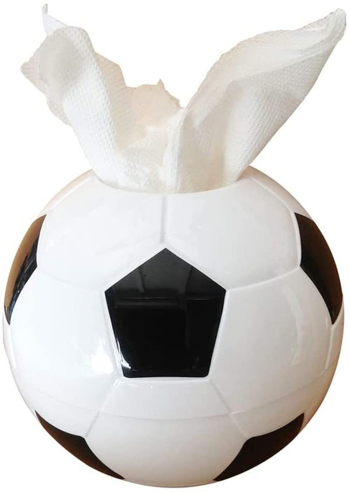 Boîte à mouchoirs ronde football : distributeur et rangement de papier