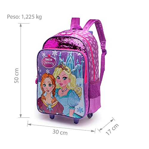 Kit Princesas Mochila de Rodinha + Lancheira Térmica + Estojo Duplo Spector Escolar