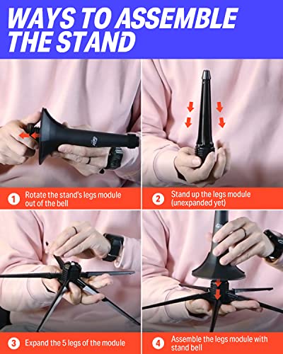 Eastar EST-001 Trumpet Stand Portable Trumpet Holder Foldable Metal 5 Leg Stand For Brass Instruments Est-001 thumb #4