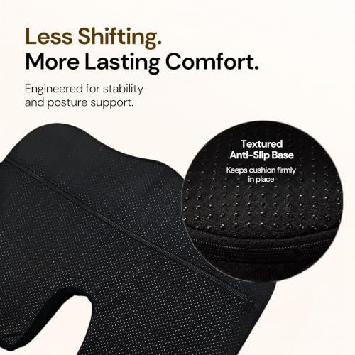 Image of Wonder Care Orthopedic Coccyx Cusion | High Density Memory Foam for Back Pain, Sciatica, Tailbone Relief | 2 Years Warranty (Velvet Cover, 120Kg)