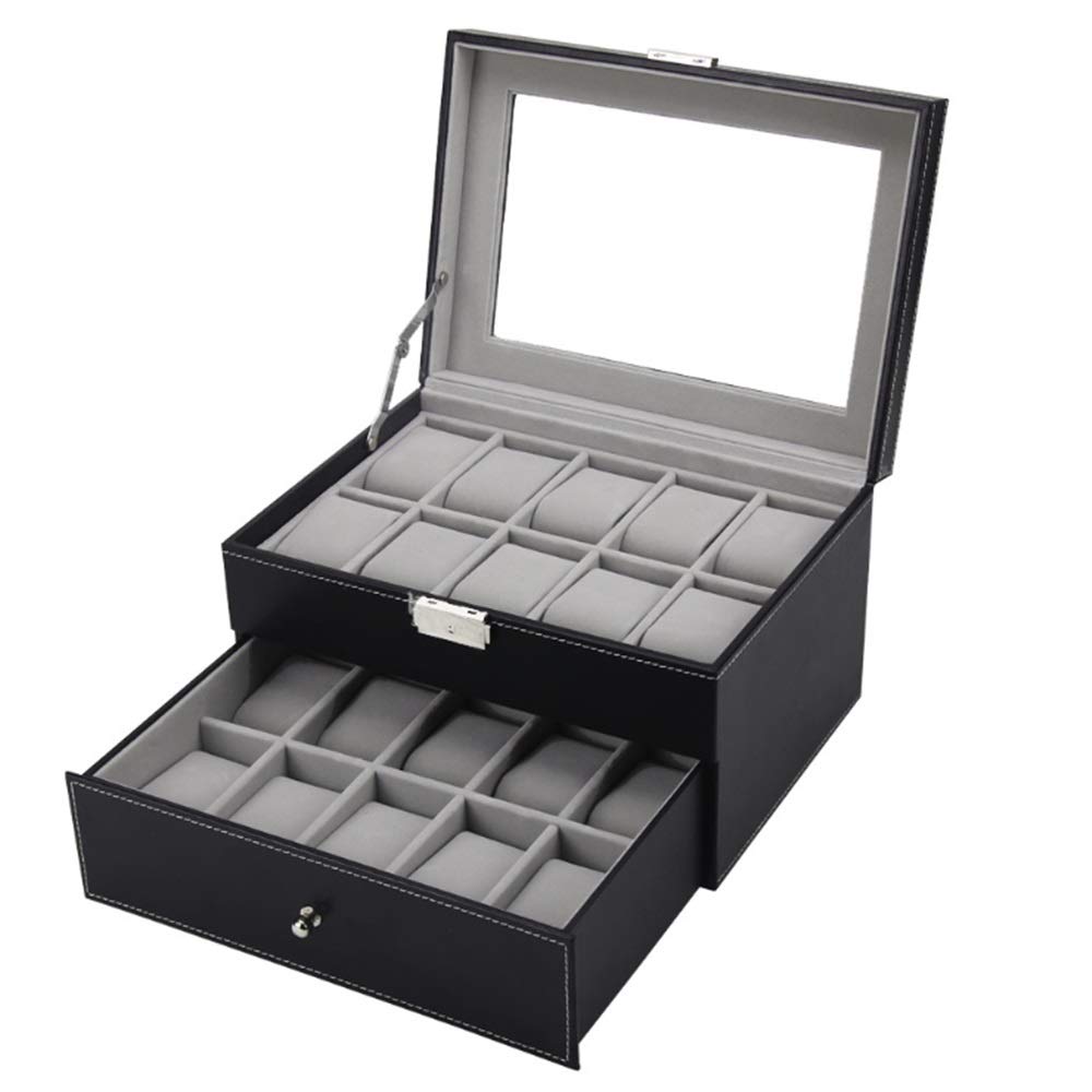 Cajas de Relojes Cuero de la PU 20 bits Caja reloj Embalaje caja almacenamiento para Cumpleaños Navidad