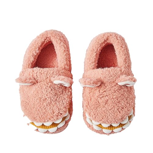 Men's and Women's Fluffy Slippers EVA Anti-Slip Cartoon Adorable Plush Dinosaur Warm Lining Cotton Slippers2