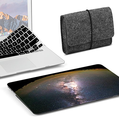 GMYLE MacBook Air 13 Inch Case A1466 A1369 Old Version 2010 2017, Storage Bag Pouch Travel, Black Keyboard Cover 3 in 1 Set (Starry Night Landscape)