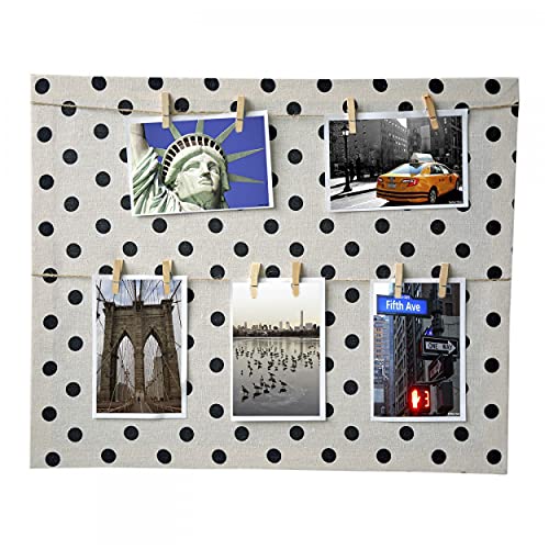 Hogar y Mas Cadre multifoto Toile Originale Textile Beige avec des Points avec des Pinces pour Les Pinces Souvenirs de la Maison et de la Cover