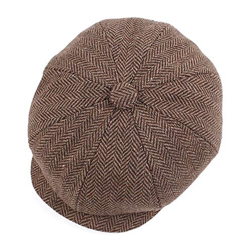 Toddler Boys Newsboy Caps Baby Kids Driver Cap Hat Vintage Tweed Flat Pageboy Hats 1-4 Y(Coffee, 1-4 Years) - Thumbnail 3