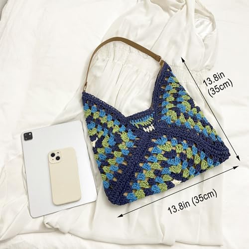 Image of Rejolly Straw Hobo Bag for Women Tote Bag Summer Vacation Beach Handbags Boho Bohemian Style Shoulder Purse