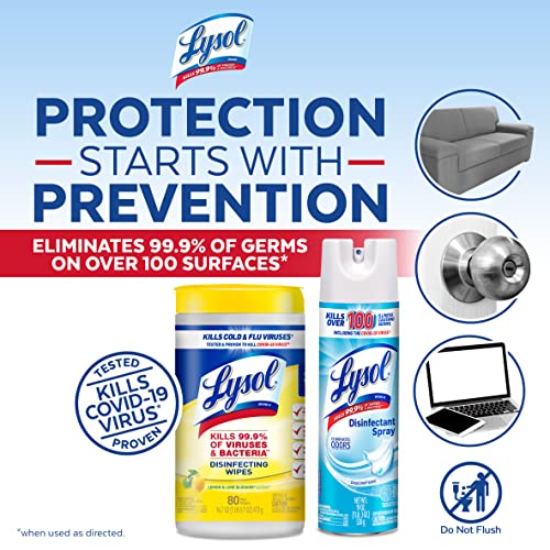 Lysol Disinfectant Lysol Disinfectant Multi-Surface Cleaning Wipes, Lemon And Lime Blossom, 80 Count (Pack Of 4) And Lysol Sanitizing Spray, Crisp Linen, 19 Fl Oz Each (Pack Of 2) #TOP4