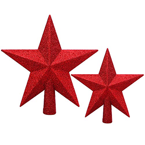Aneco 2 Pack Glittered Christmas Tree Topper Star Treetop for Christmas Tree Decoration