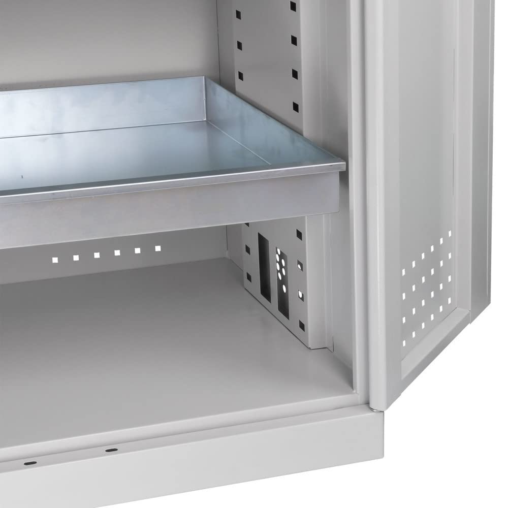 HEMMDAL Gefahrstoffschrank aus Stahlblech mit 4 Auffangwannen | HxBxT 192 x 92 x 58 cm | 40 kg Boden Tragkraft | Chemikalien- und Pflanzenschutzmittelschrank mit Sicherheitsverschluss | Made in EU