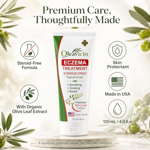 Image of Oleavicin Eczema Treatment Cream (2 Pack) - Anti Itch & Psoriasis Relief for Dry, Itchy, Irritated Skin - Steroid-Free with Organic Olive Leaf Extract - Soothing for Sensitive Skin, Kids & Adults