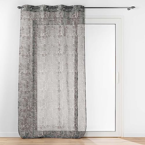 douceur d'intérieur, Voilage à Oeillets (140 x 240 cm) Pandore Noir, Voile Sablé Imprimé