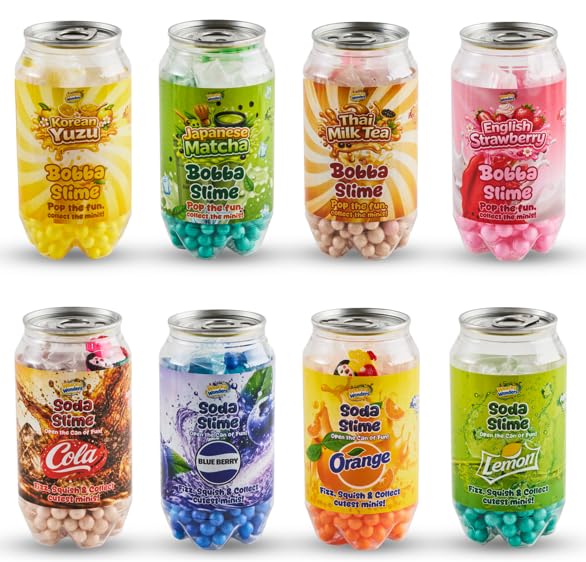 Image of English Strawberry Bobba Slime for Kids | Squishy Stretchy with Bobba Beads & Collectible Mini Charms | Surprise Slime Can Toy | Stress Relief Sensory Play | Ages 6+ (1 Can)