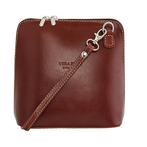 Mini Vera Pelle genuine leather crossbody handbag (Dark Tan) Cover