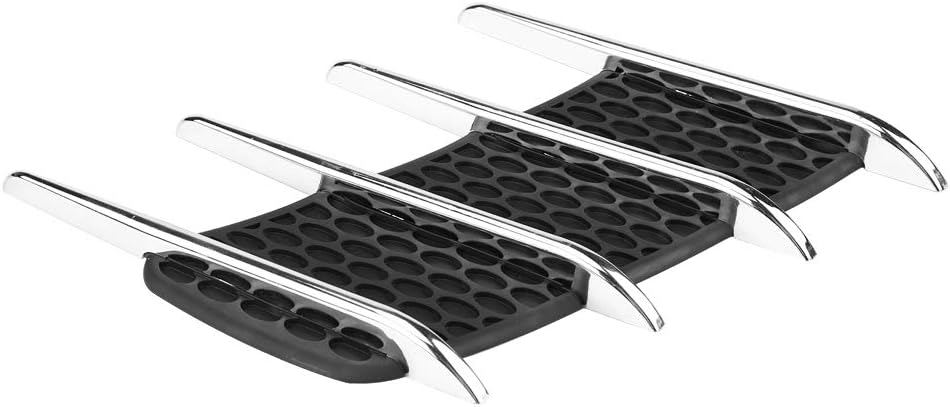 Car Hood Side Air Intake Vent Trim Sticker, ABS & Soft Rubber Material Chrome Plated for Universal Decoration, Easy Installation