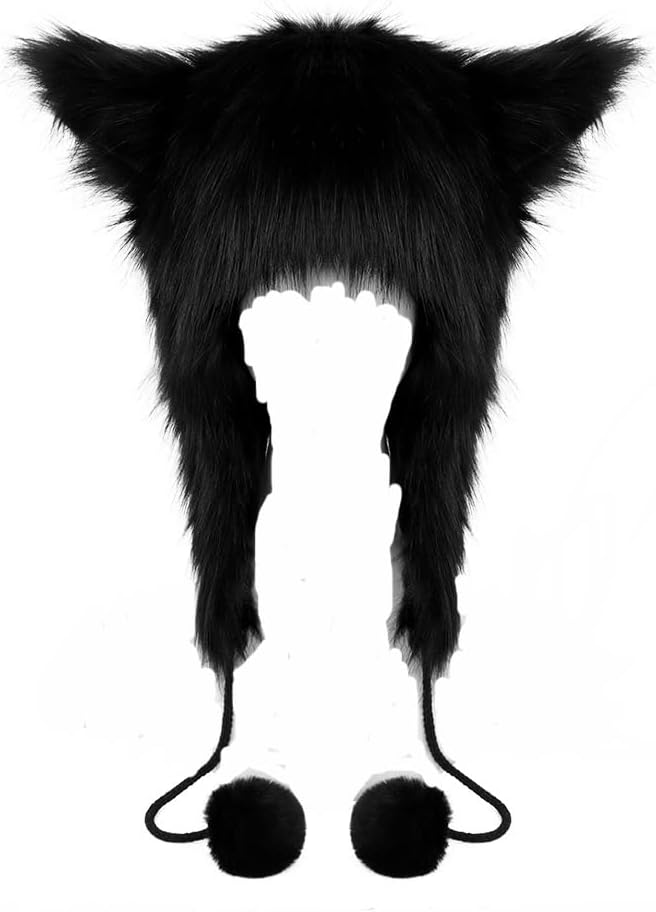 Winter Animal Horns Cat Ears Hat Faux Fur Xmas Trapper Snow Ski Hat Wolf Fursuit Warm Hats Halloween Costume Cosplay Beanie