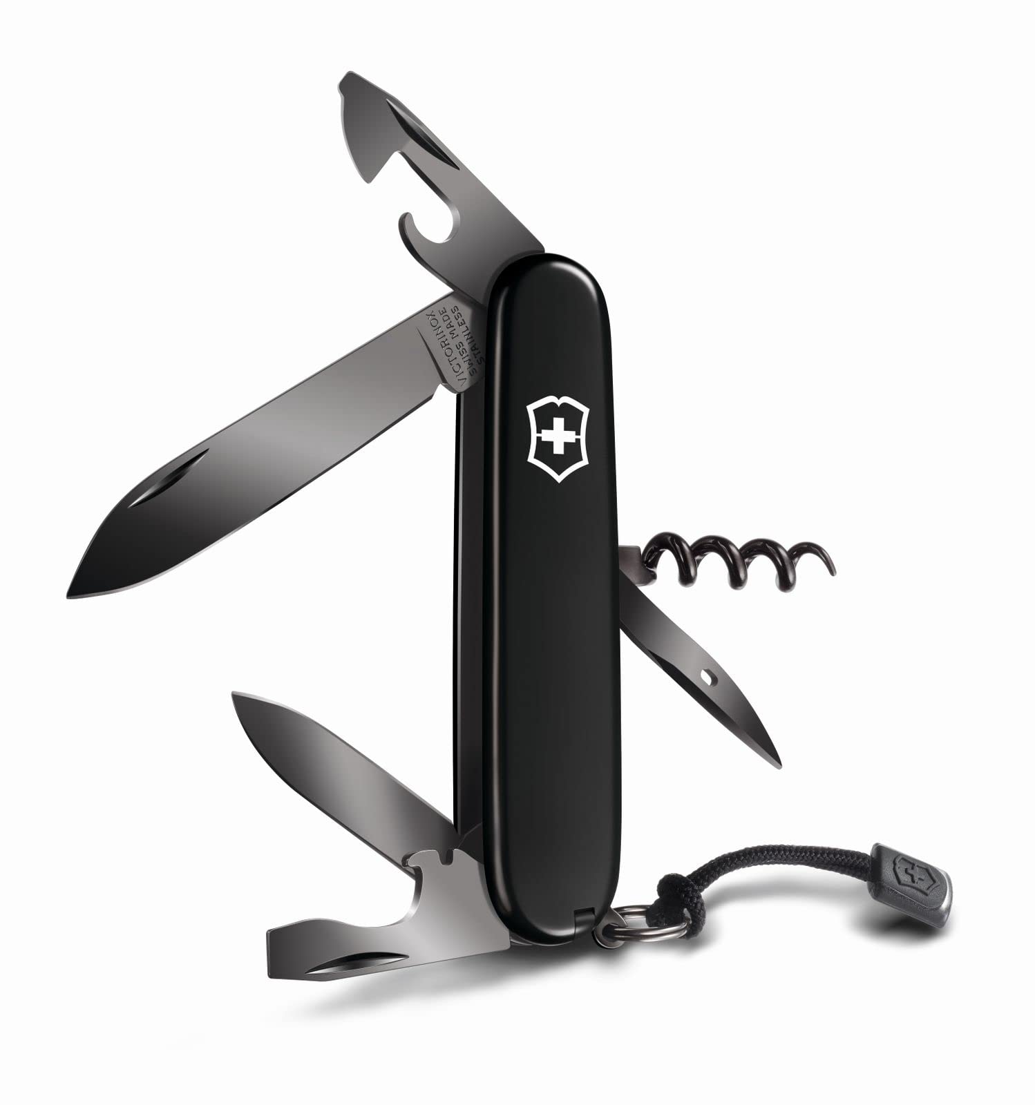 Victorinox, Spartan Onyx Black, Coltellino Svizzero, Originale, Multiuso, Campeggio, 13 Funzioni, Lama, grande, Cavatappi