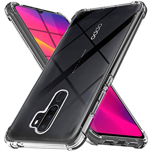 Ferilinso Coque pour Oppo A5 2020/ Oppo A9 2020 Coque, [Renforcer la Version avec Quatre Angles] [Protection de l'entretien de la caméra] Étui de Protection en Caoutchouc TPU Souple (Transparent)
