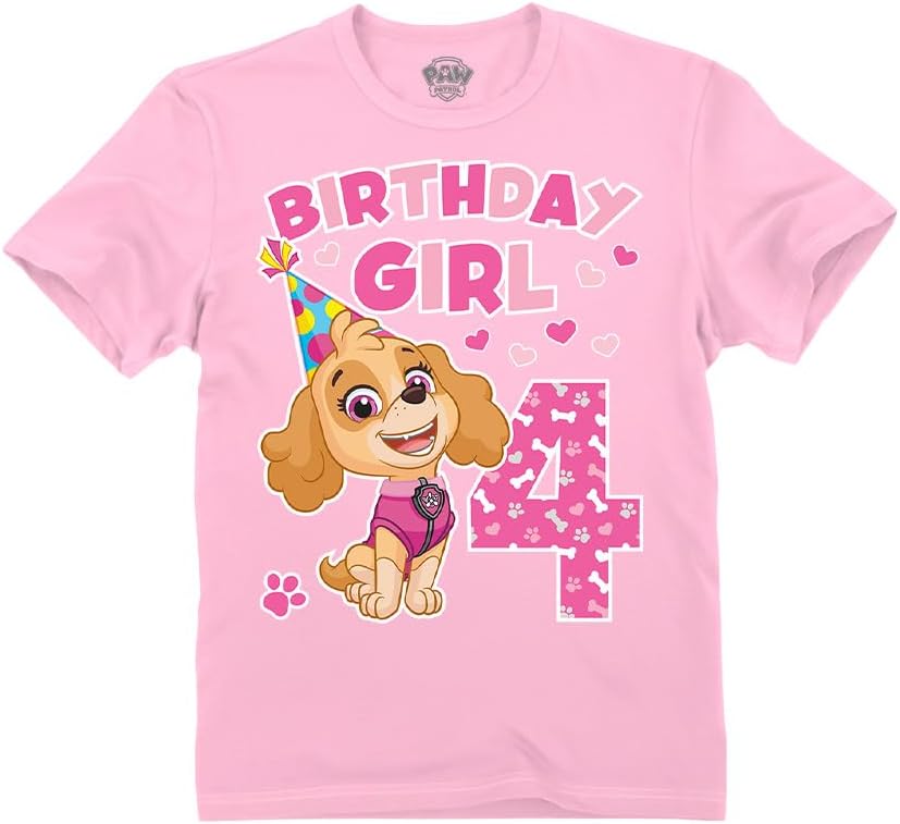 Skye Paw Patrol 4th 5th Birthday Girl Shirt for 4 5 Year Old Girls - Pup-Themed Party Toddler T-Shirt
