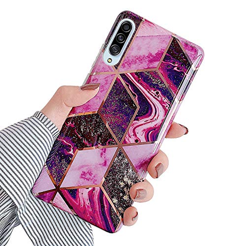 Robinsoni Case Compatible with Samsung Galaxy A90 5G Cover Silicone TPU Case Marble Mirror Reflection Case Colorful Plating Back Cover Ultra Thin Silicone Bumper Case Marble Case Red
