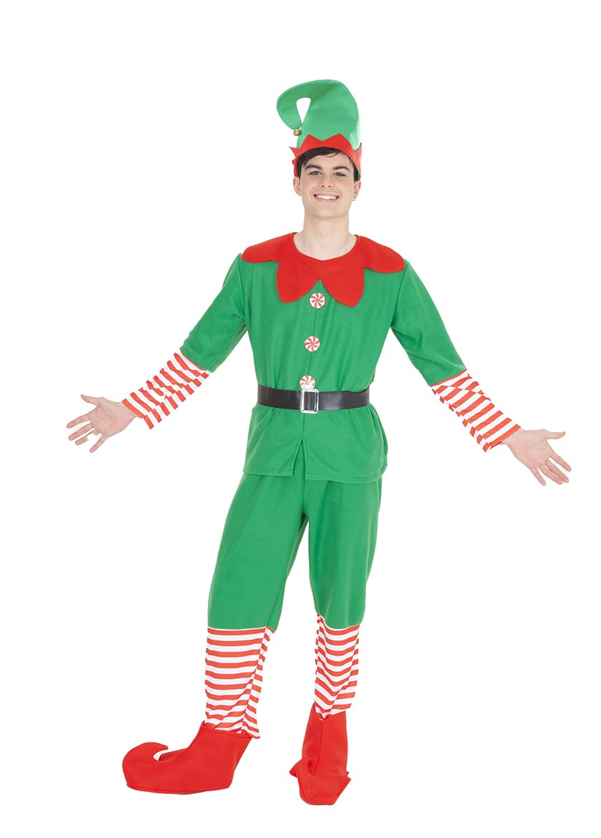 Rubies Disfraz Elfo Man para hombre, Jersey con pantalón, cinturón, cubrebotas y gorro, Duendes, Elfos Navideños para Navidad, Eventos, Fiestas, Cosplay