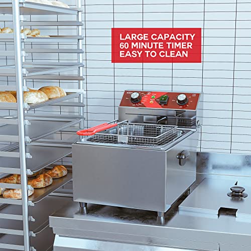 EGGKITPO Electric Deep fryer Single Tank Deep Fryer with Basket Capacity 10L(10.5QT) Electric Countertop Fryers with 60 Minute Timer EGEF-101V の商品画像 5