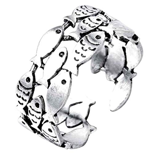 [グリーンピアッシング] フィッシャーマン トゥリング 指輪 トーリング ピンキーリング レディース シンプル シルバー 足の指輪 フリーサイズ 小指 ファランジリング ミディリング カフリング 魚 3連 水族館 人気のサムネイル