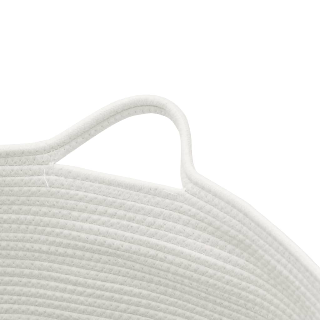 Wäschekorb Beige und Weiß Ø55x36 cm aus Baumwolle mit Faltdesign und Griffen – Atmungsaktiver Aufbewahrungskorb für Wäsche, Spielzeug und Haushalt – Langlebiges