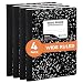 Emraw Black & White Marble Style Cover Composition Book with 100 Sheets of Wide Ruled White Paper (4 Pack)