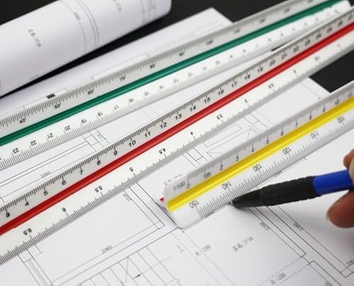 FENGCHUANG 2 Stücke Dreieckiges lineal 30 cm Kunststoff Maßstab Lineal Metrische Skalen 1:20 1:25 1:50 1:75 1:100 1:125/1:100 1:200 1:250 1:300 1:400 1:500 für Architekten Studenten Ingenieure