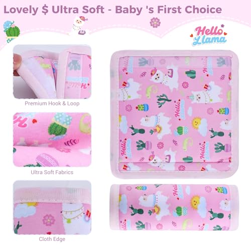 Image of COOLBEBE Car Seat Straps Shoulder Pads for Baby Kids, Super Soft Seat Belt Covers for All Car Seats /Pushchair /Stroller /High Chair, Pink Alpaca, Polyester Material