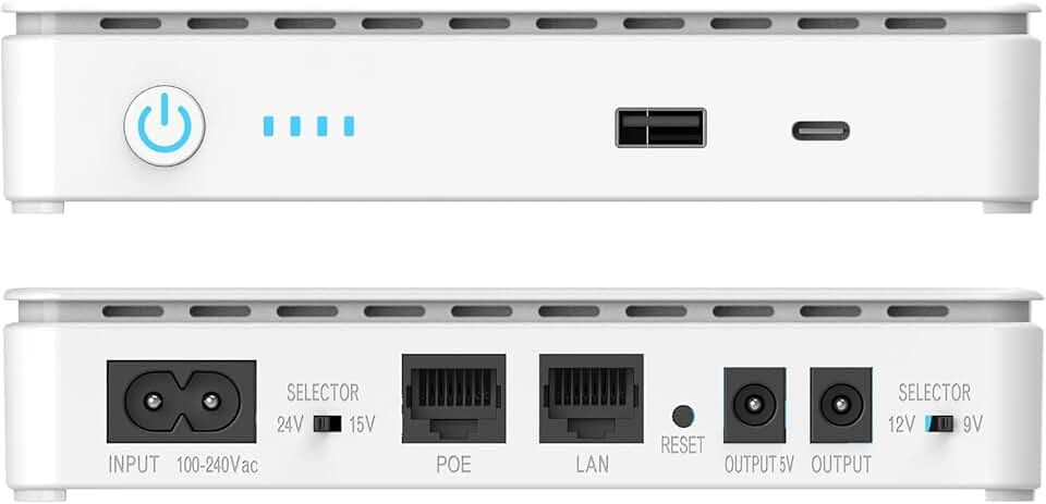 Nobreak para Modem e Roteador Mini UPS Tipo-C Rede POE LAN 35W Bivolt